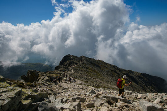 hiking in the mountains