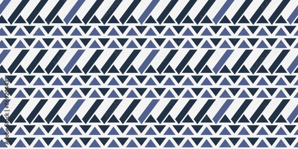 Poster Diagonal repeating geometric pattern. Vector blue pattern of sticks and triangles. For print, interior, packaging, wallpaper, decoration, stylish design, cups, pillows, notebooks.