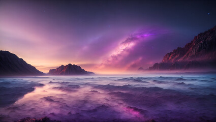 Fototapeta na wymiar vibrant stunning colorful purple landscape