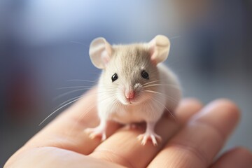 hand holding a mouse in the laboratory - obrazy, fototapety, plakaty