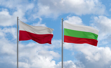 Bulgaria and Poland flags, country relationship concept