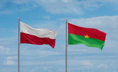 Burkina Faso and Poland flags, country relationship concept