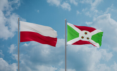 Burundi and Poland flags, country relationship concept