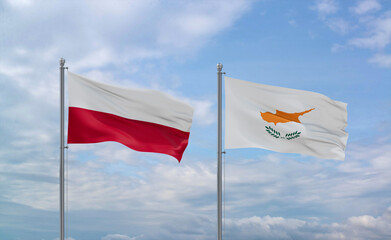 Cyprus and Poland flags, country relationship concept
