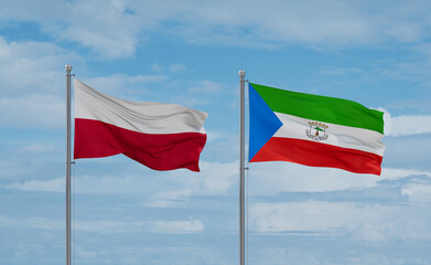 Equatorial Guinea and Poland flags, country relationship concept