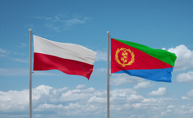 Eritrea and Poland flags, country relationship concept