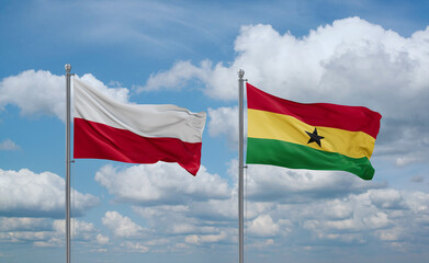 Ghana and Poland flags, country relationship concept