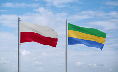 Gabon and Poland flags, country relationship concept
