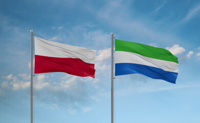 Sierra Leone and Poland flags, country relationship concept