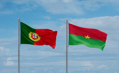 Burkina Faso and Portugal flags, country relationship concept