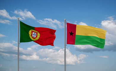 Guinea-Bissau and Portugal flags, country relationship concept