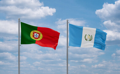 Guatemala and Portugal flags, country relationship concept