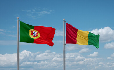 Guinea and Portugal flags, country relationship concept