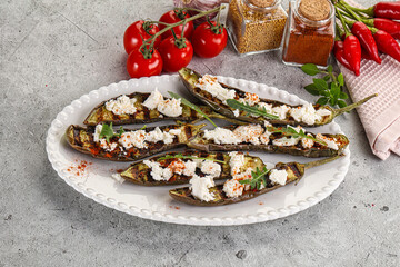 Grilled eggplant with feta cheese