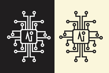 simple Artificial intelligence AI logo