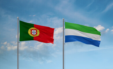 Sierra Leone and Portugal flags, country relationship concept