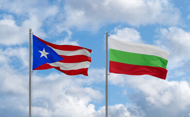 Bulgaria and Puerto Rico flags, country relationship concept