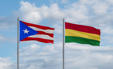 Bolivia and Puerto Rico flags, country relationship concept