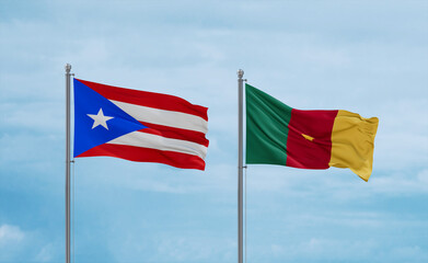 Cameroon and Puerto Rico flags, country relationship concept