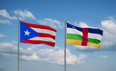 Central African Republic and Puerto Rico flags, country relationship concept