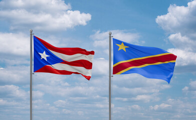 Congo and Puerto Rico flags, country relationship concept