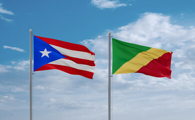 Congo and Puerto Rico flags, country relationship concept