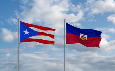 Haiti and Puerto Rico flags, country relationship concept