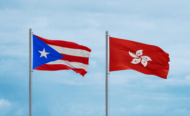 Hong Kong and Puerto Rico flags, country relationship concept
