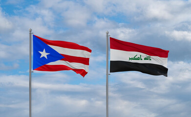 Iraq and Puerto Rico flags, country relationship concept