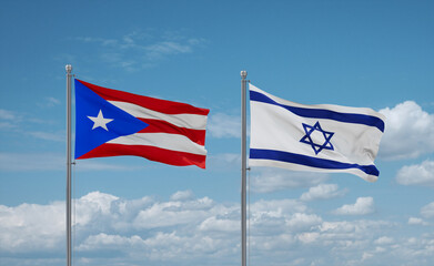 Israel and Puerto Rico flags, country relationship concept