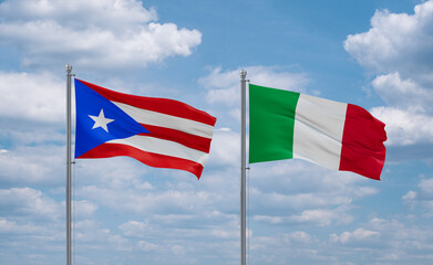 Italy and Puerto Rico flags, country relationship concept