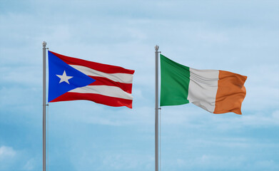 Ireland and Puerto Rico flags, country relationship concept