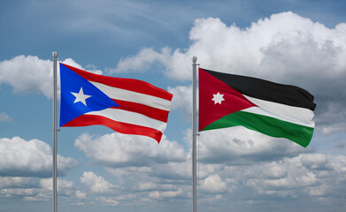 Jordan and Puerto Rico flags, country relationship concept