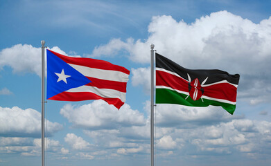 Kenya and Puerto Rico flags, country relationship concept