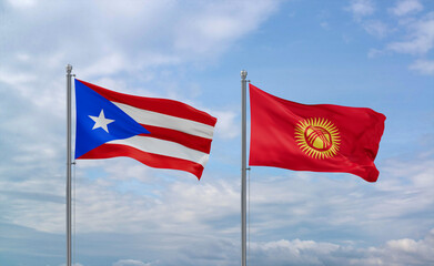 Kyrgyzstan and Puerto Rico flags, country relationship concept