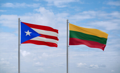 Lithuania and Puerto Rico flags, country relationship concept