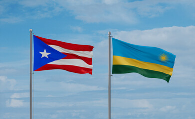 Rwanda and Puerto Rico flags, country relationship concept