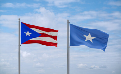 Somalia and Puerto Rico flags, country relationship concept