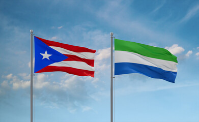 Sierra Leone and Puerto Rico flags, country relationship concept