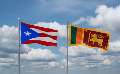 Sri Lanka and Puerto Rico flags, country relationship concept