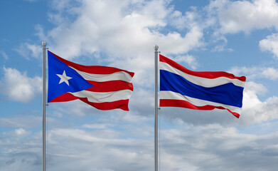 Thailand and Puerto Rico flags, country relationship concept