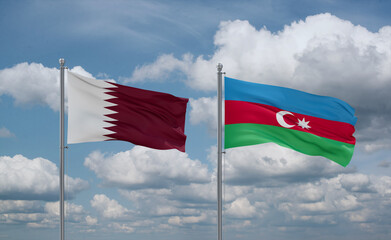 Azerbaijan and Qatar flags, country relationship concept