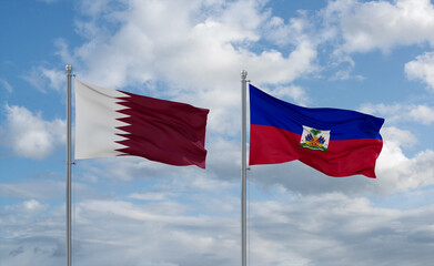 Haiti and Qatar flags, country relationship concept