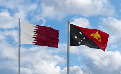 Papua New Guinea and Qatar flags, country relationship concept