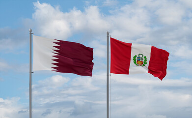 Peru and Qatar flags, country relationship concept