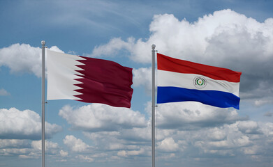 Paraguay and Qatar flags, country relationship concept