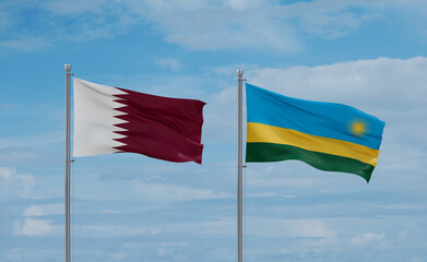 Rwanda and Qatar flags, country relationship concept
