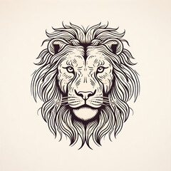 Vintage-Inspired Hand-Drawn Lion Illustration in Doodle Style