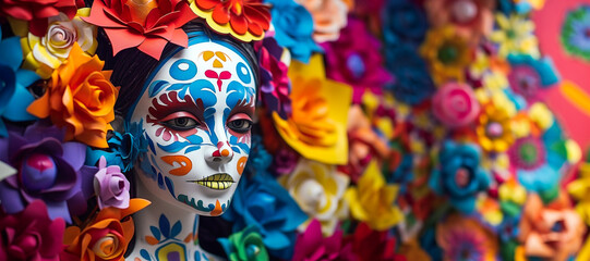 Fototapeta na wymiar Mexican culture, copy space, Dia de Los Muertos, Cinco de Mayo, day of the dead