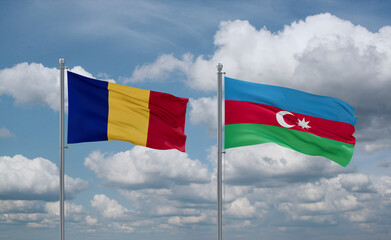 Azerbaijan and Romania flags, country relationship concept